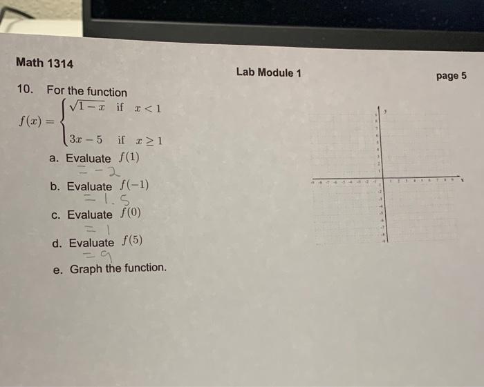 Math 1314 lab 1 answers